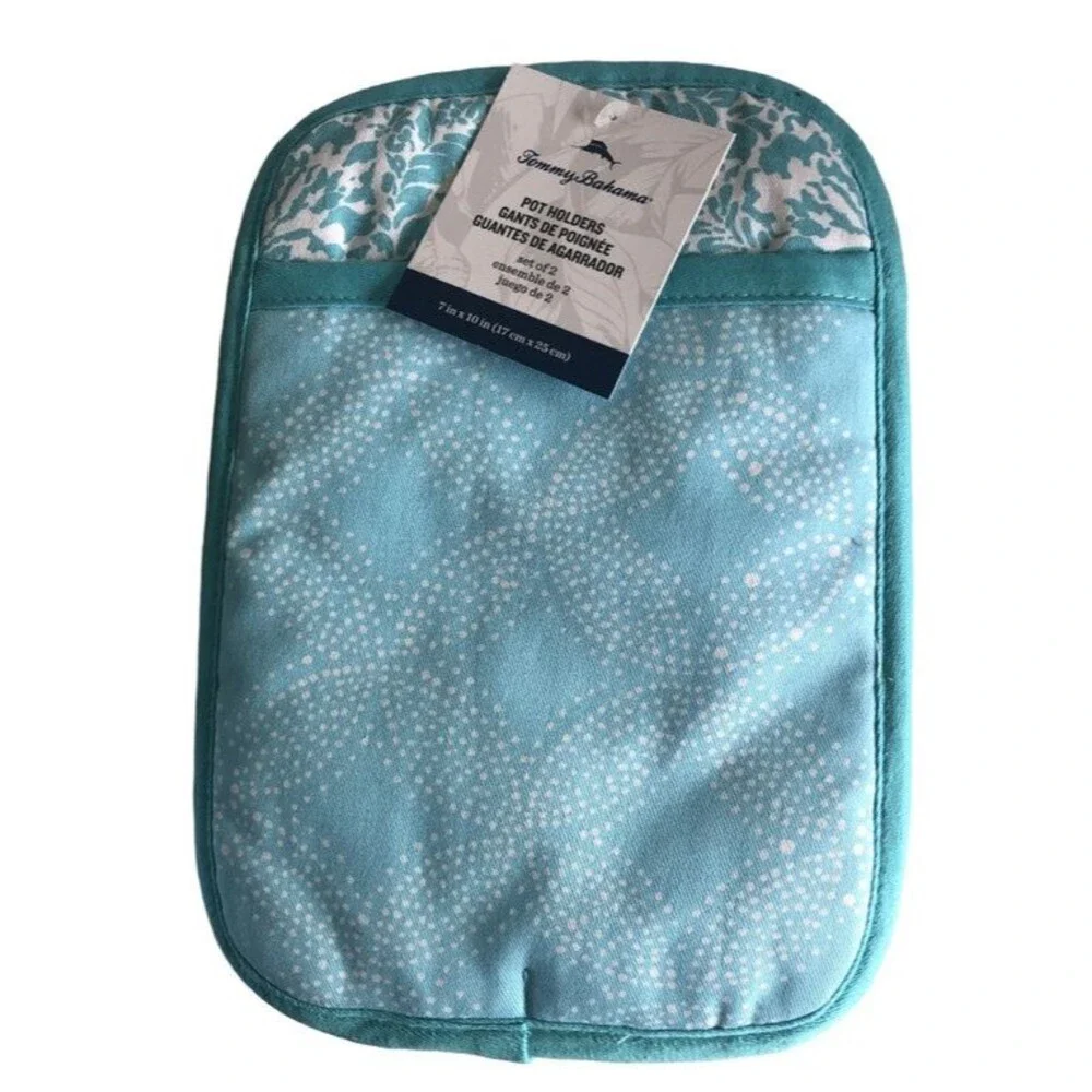 Tommy Bahama Potholders Neoprene Cotton White Dots Beach House 7